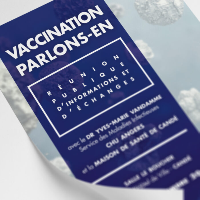 Affiche réalisée pour la Maison de Santé de Candé dans le cadre d'une réunion publique sur la vulgarisation de la vaccinologie.